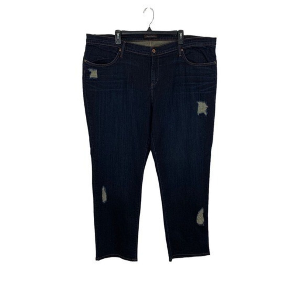 James‎ Jeans Dark Wash Distressed Denim Cropped Jeans Plus Size 20 Made In USA
